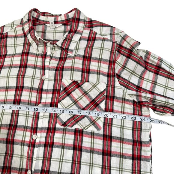Time And Tru Women Flannel Red-White Button Down Shirt SZ XXL (20) - Picture 5 of 12